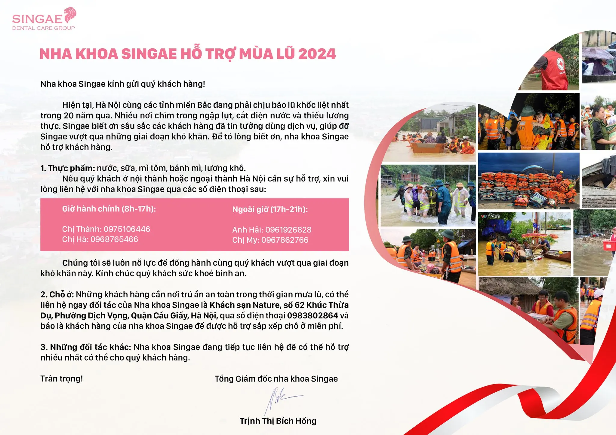NHA KHOA SINGAE HỖ TRỢ MÙA LŨ 2024
